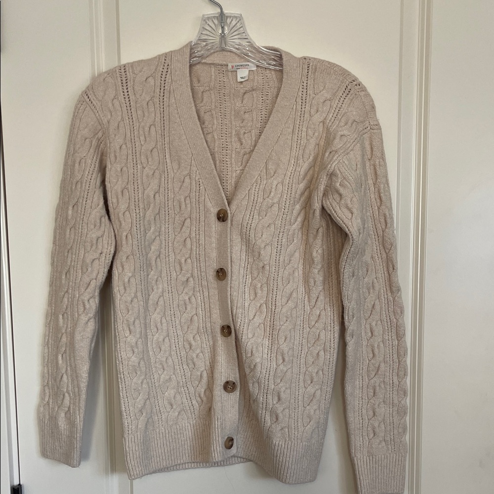 Crewcuts Beige Cable Knit Cardigan worn once